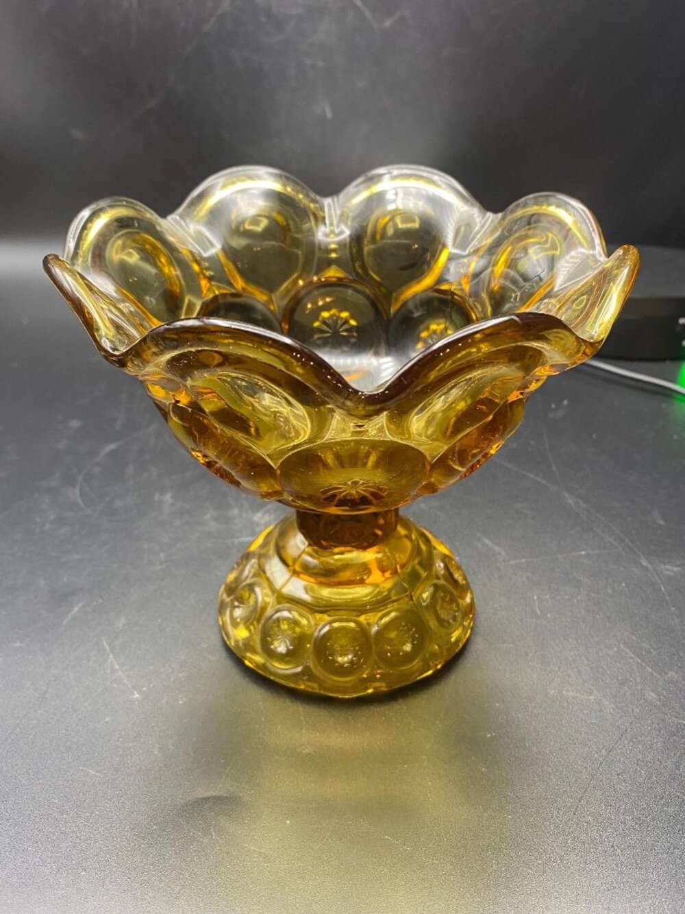 Moon N Star Amber Pedestal Open Compote
